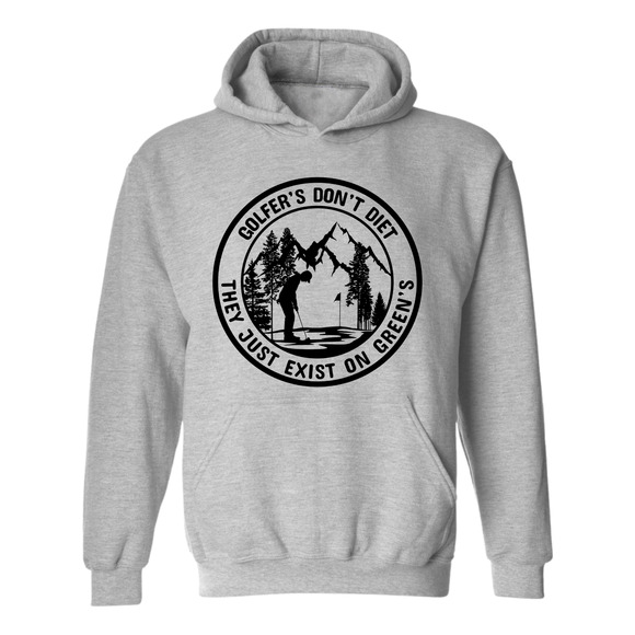 Golf Hoodie Golfers Don't Diet On Greens Funny Man Putting Golfing Sweatshirt - Picture 4 of 13